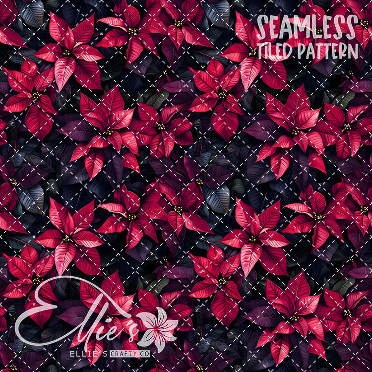 Florals Poinsettia V2 - 5 Tiled Pattern Digital Images (Seamless)