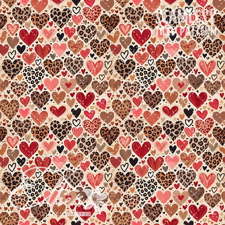 Leopard and Hearts - 25 Tiled Pattern Digital Images (Seamless)