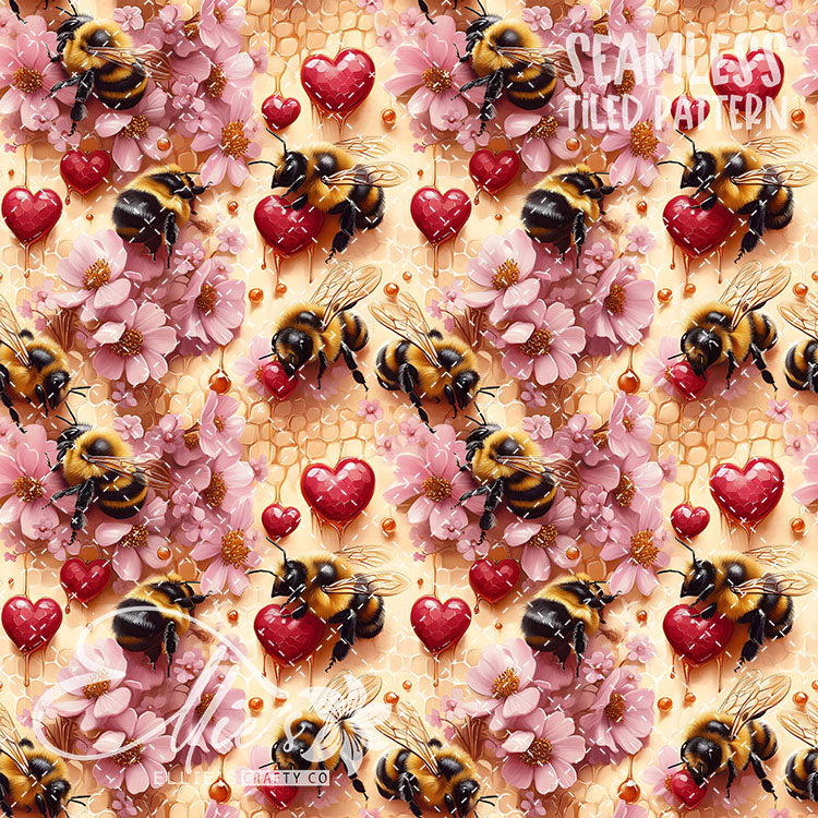 Bee Love Bundle 2 - 30 Tiled Pattern Digital Images (Seamless)