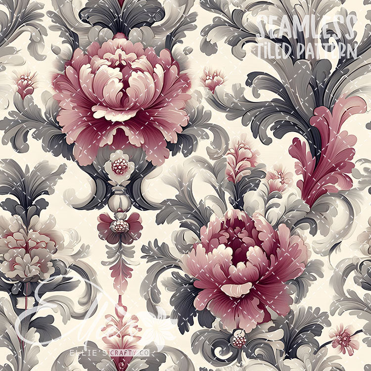 Rococo Blush - 15 Tiled Pattern Digital Images (Seamless)