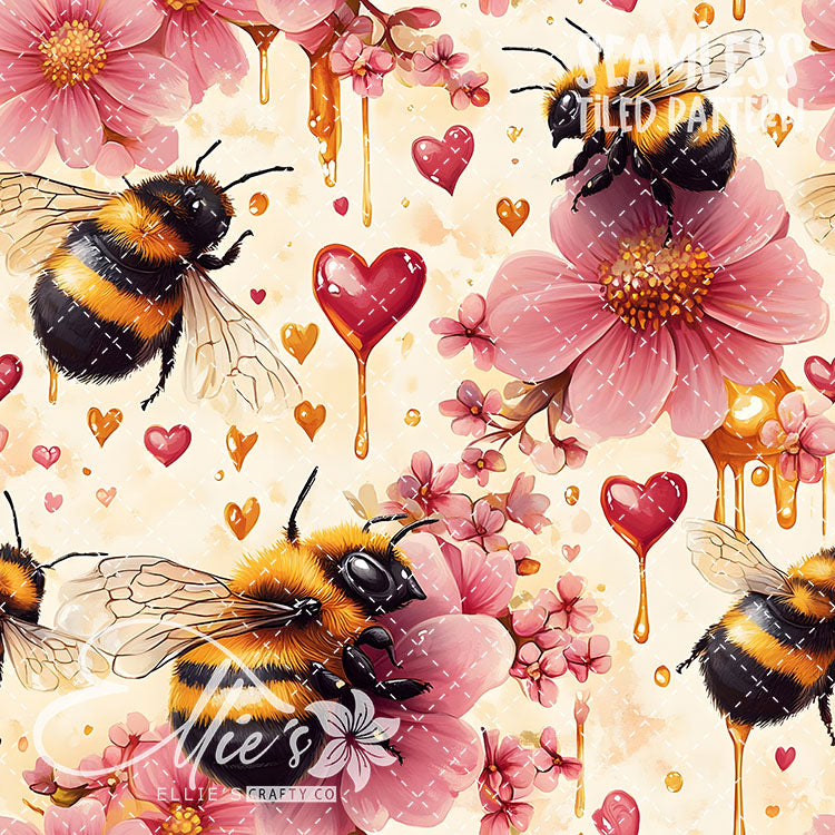 Bee Love Bundle 2 - 30 Tiled Pattern Digital Images (Seamless)