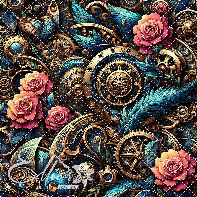 Steampunk Floral V2 20 Digital Images (Not Seamless)