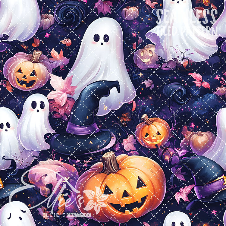 Purple Halloween - 6 Tiled Pattern Digital Images (Seamless) - 7 Pen Wraps (Seamless)