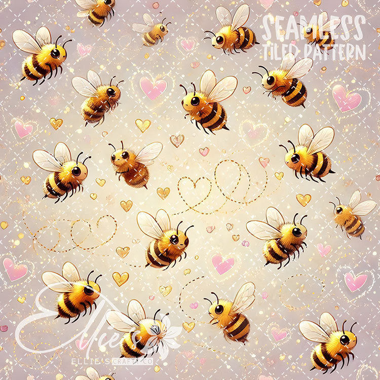 Bee Love Bundle 1 - 26 Tiled Pattern Digital Images (Seamless)