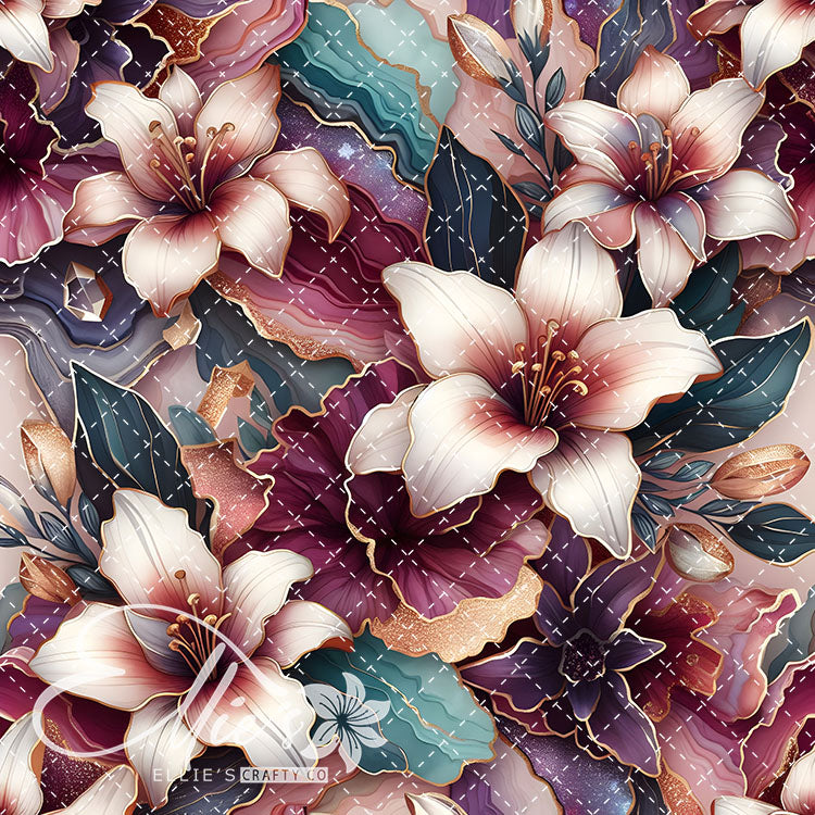 Marble Floral V2 24 Digital Images (Not Seamless)