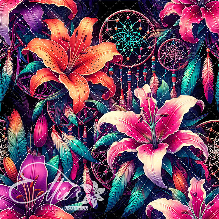 Floral Native American Neon Lilies 20 Digital Images (Not Seamless)