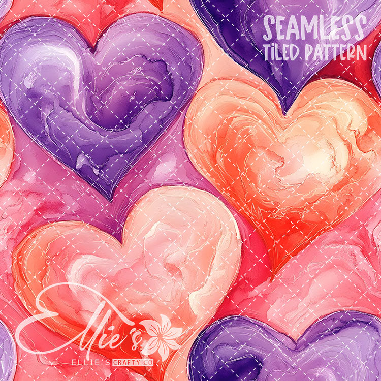 Pastel Hearts Valentines - 21 Tiled Pattern Digital Images (Seamless)