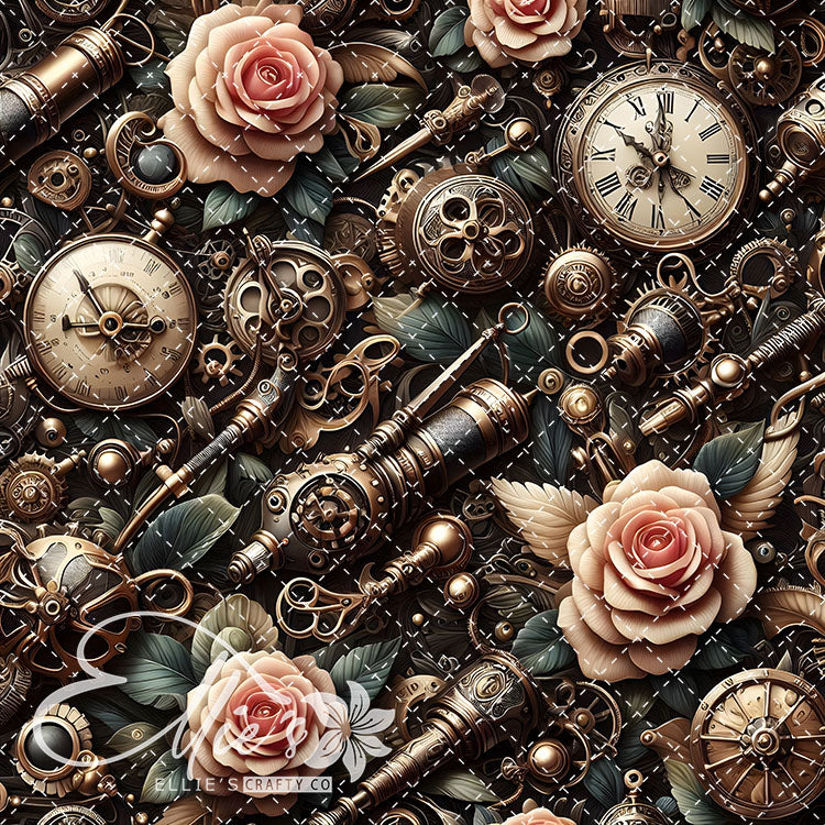 Steampunk Floral V1 22 Digital Images (Not Seamless)