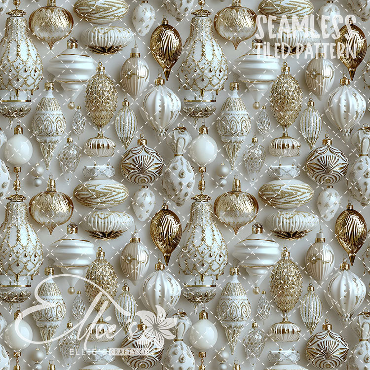 White Ornaments - 5 Tiled Pattern Digital Images (Seamless)