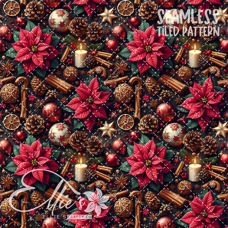 Florals Poinsettia V3 - 7 Tiled Pattern Digital Images (Seamless)