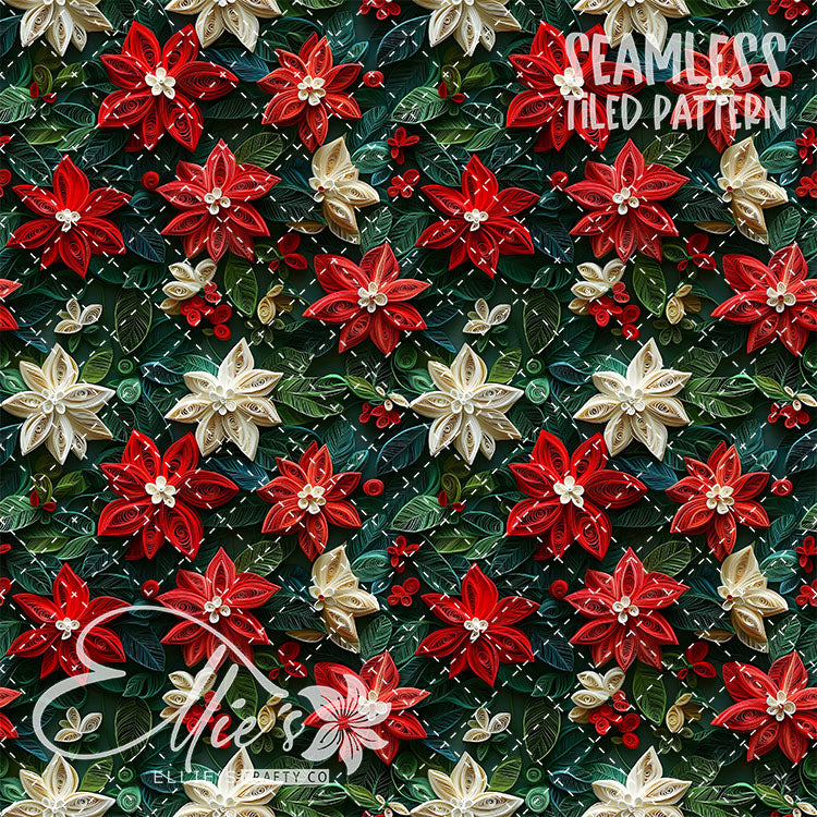 Florals Poinsettia V4 - 10 Tiled Pattern Digital Images (Seamless)