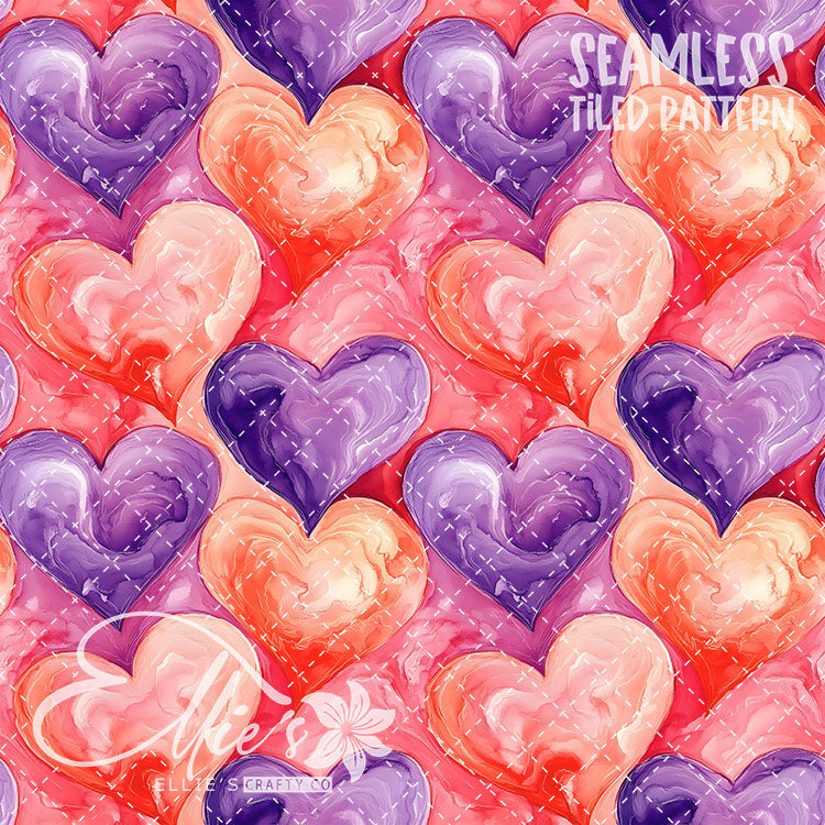 Pastel Hearts Valentines - 21 Tiled Pattern Digital Images (Seamless)