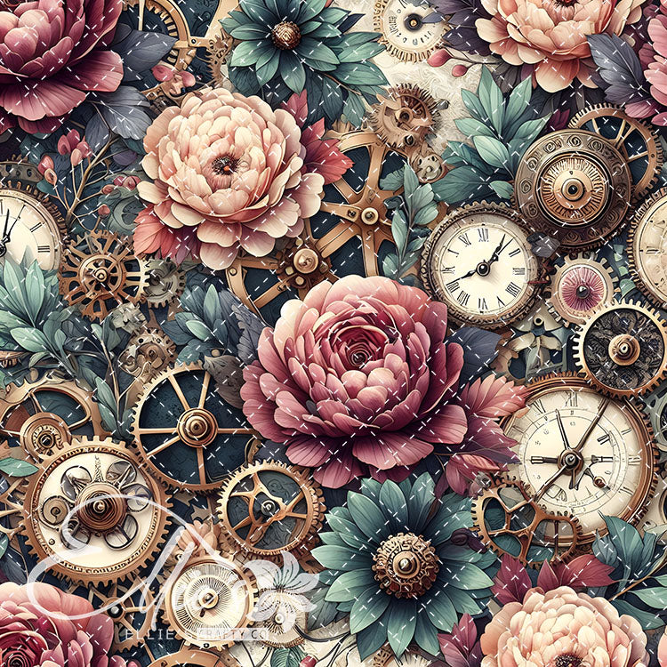 Steampunk Floral Antique V1 20 Digital Images (Not Seamless)