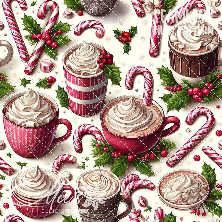 Christmas Hot Cocoa V1 - 10 Tiled Pattern Digital Images (Seamless)