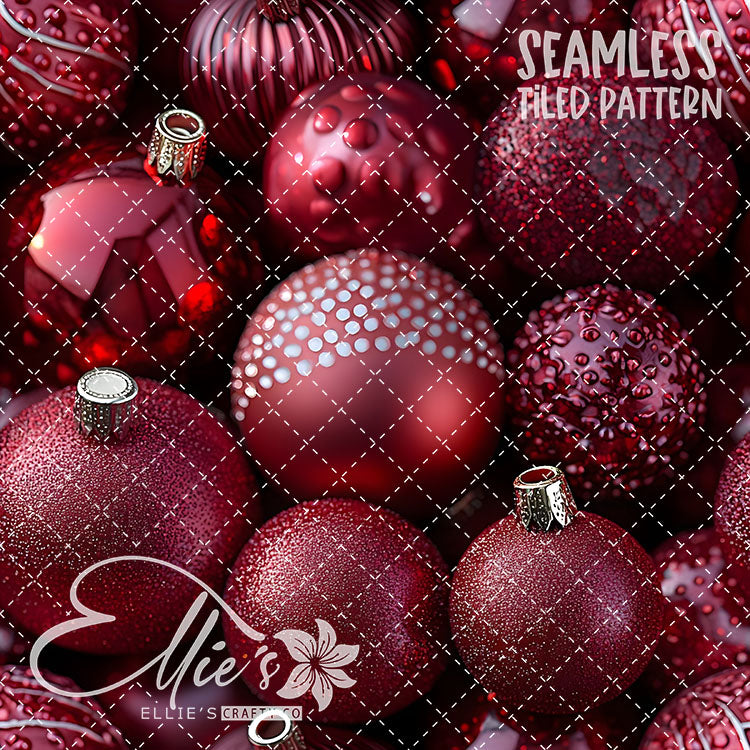 Red Ornaments - 10 Tiled Pattern Digital Images (Seamless)