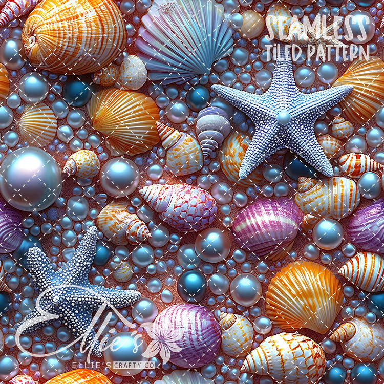 Seashells and Pearls - 14 Tiled Pattern Digital Images (Seamless)