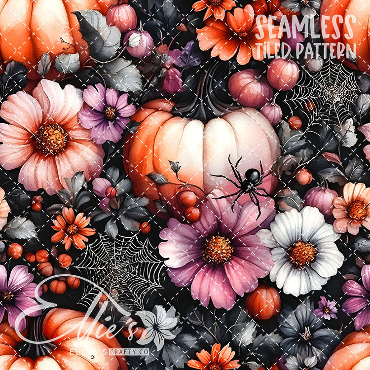 Halloween Pumpkins and Spiders - 12 Tiled Pattern Digital Images (Seamless)