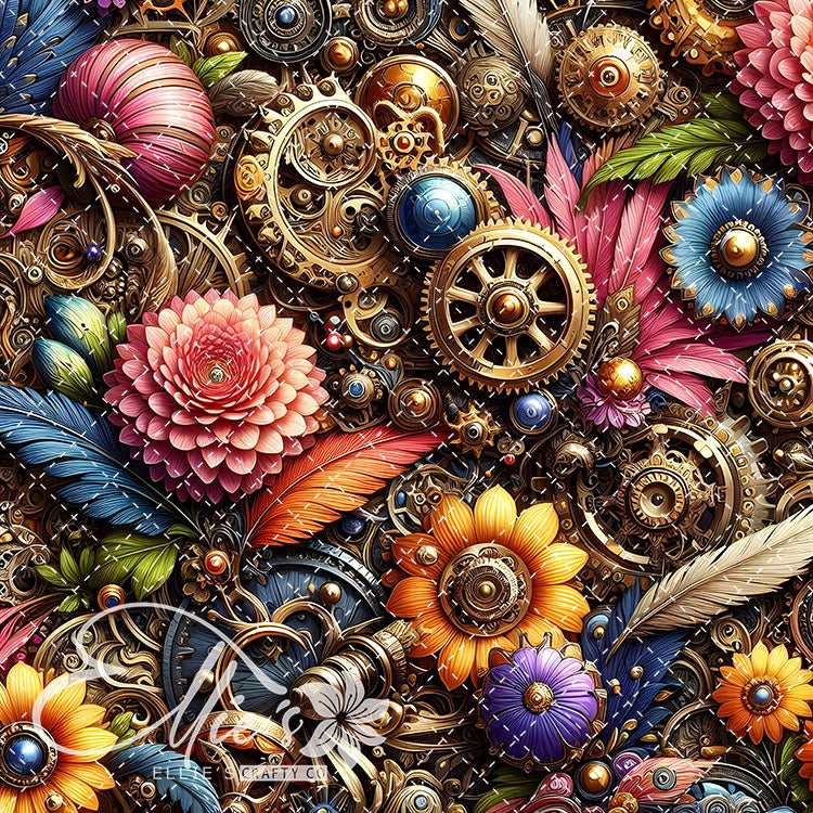 Steampunk Floral V2 20 Digital Images (Not Seamless)