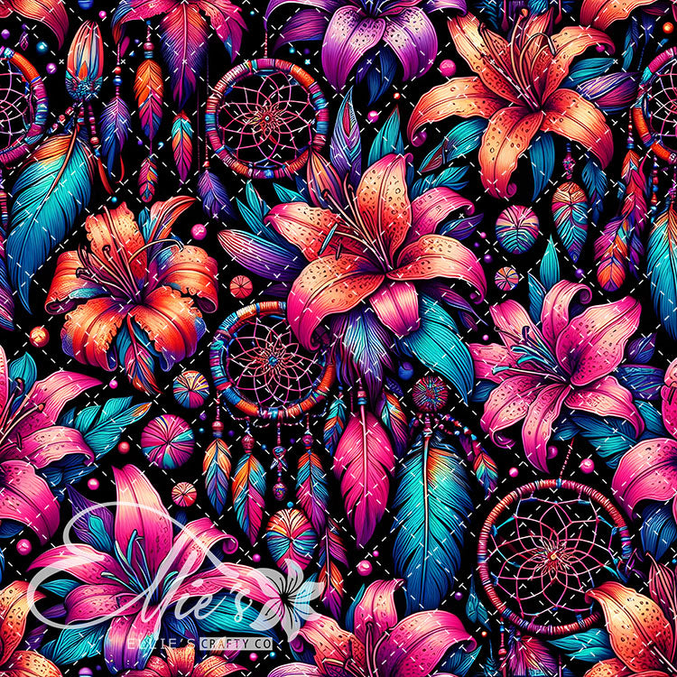 Floral Native American Neon Lilies 20 Digital Images (Not Seamless)