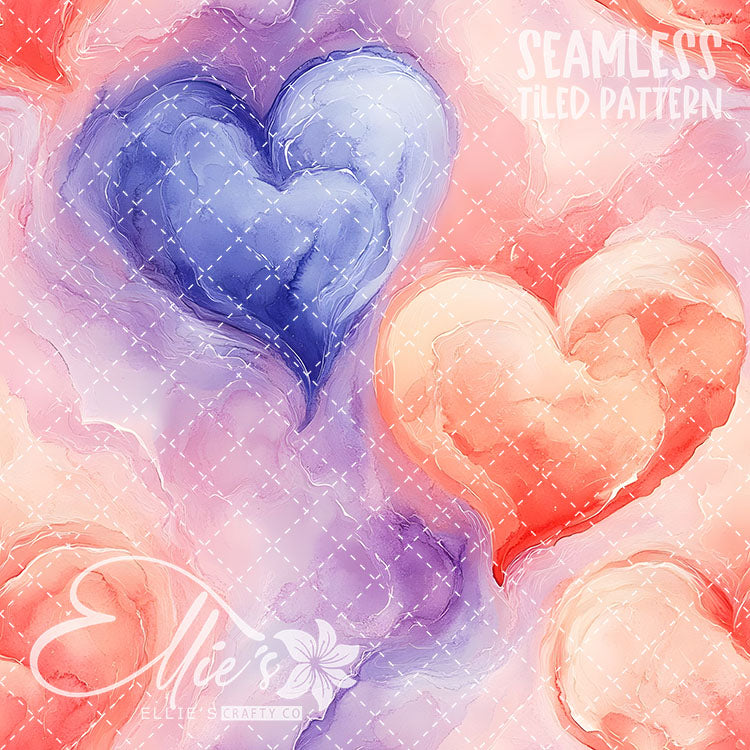 Pastel Hearts Valentines - 21 Tiled Pattern Digital Images (Seamless)