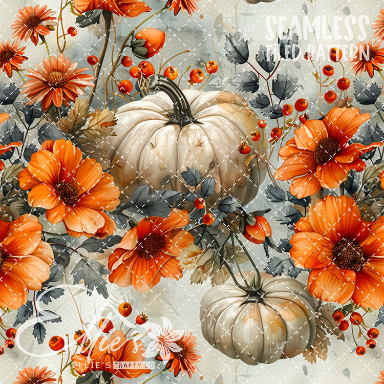Watercolor Pumpkins Version 1 - 13 Tiled Pattern Digital Images (Seamless)
