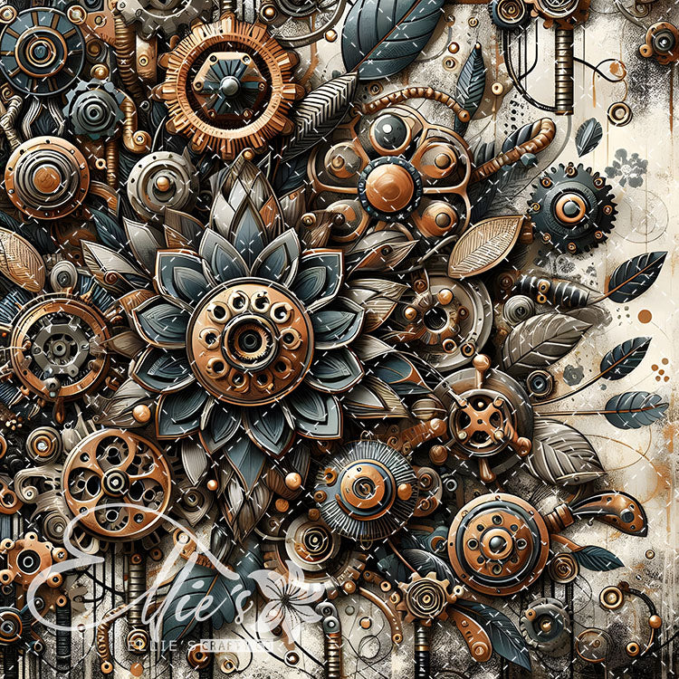 Steampunk Floral V1 22 Digital Images (Not Seamless)