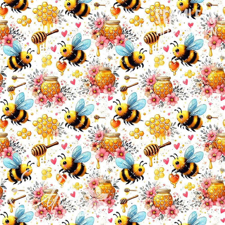 Bee Love Bundle 1 - 26 Tiled Pattern Digital Images (Seamless)
