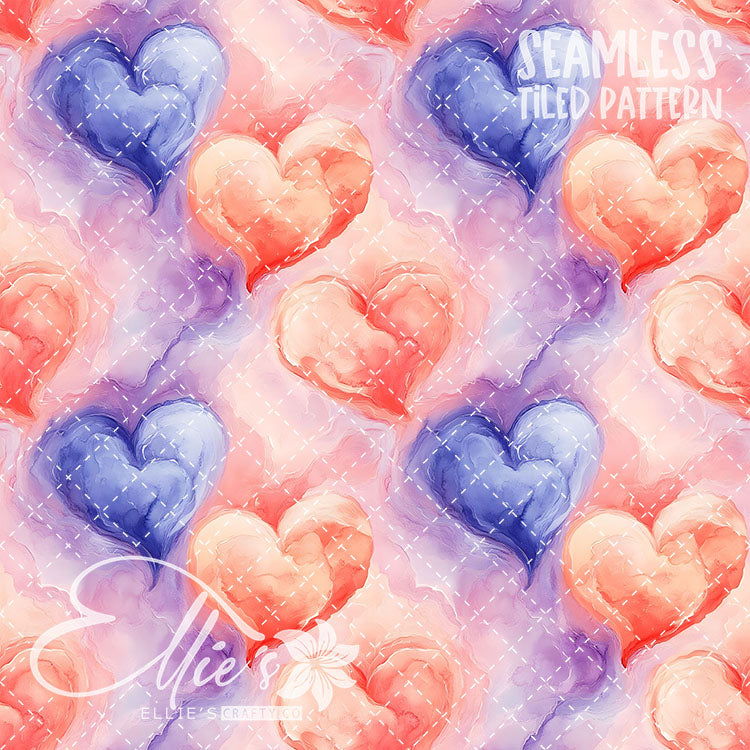 Pastel Hearts Valentines - 21 Tiled Pattern Digital Images (Seamless)