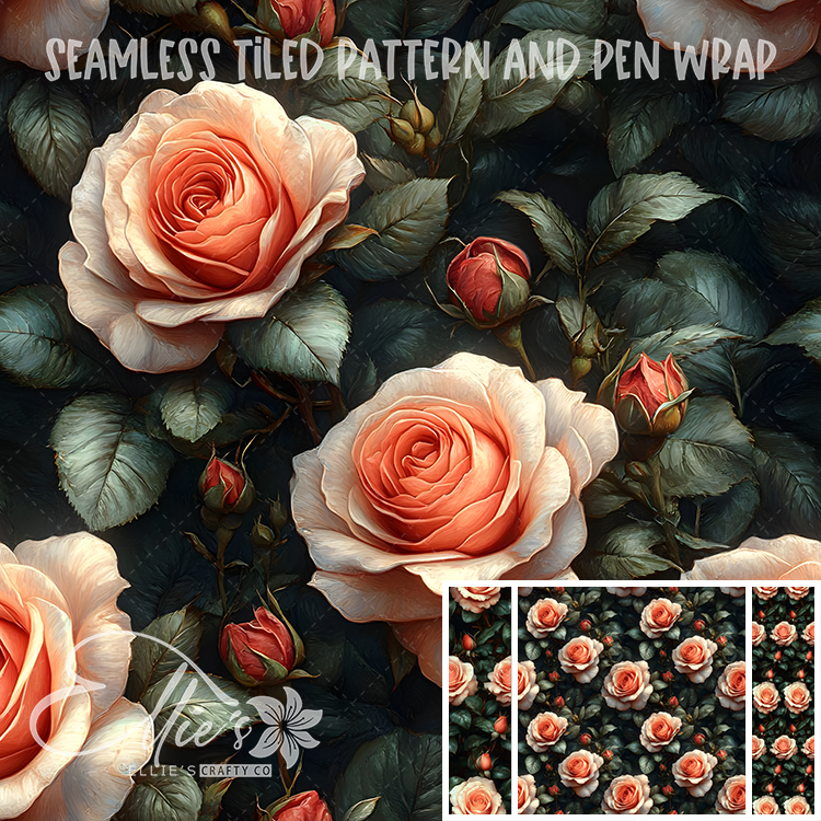 Floral 77 - Seamless Tiled Pattern Digital Images for Vinyl/Tumbler Wraps & Pen Wraps