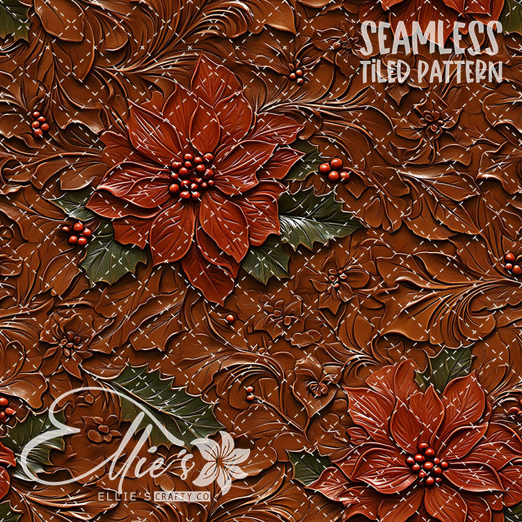 Florals Poinsettia V4 - 10 Tiled Pattern Digital Images (Seamless)