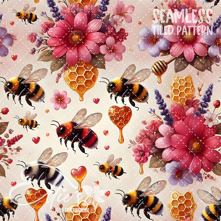 Bee Love Bundle 1 - 26 Tiled Pattern Digital Images (Seamless)