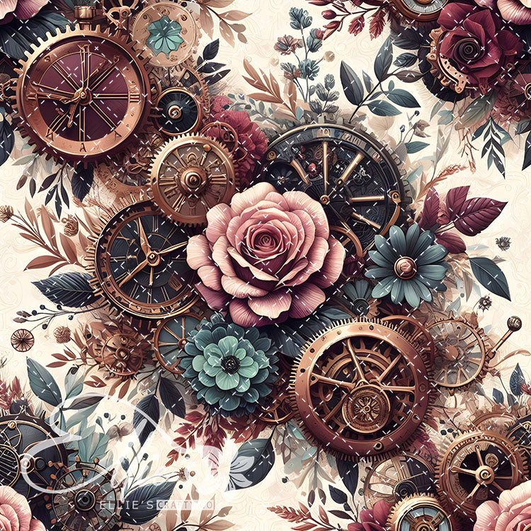 Steampunk Floral Antique V1 20 Digital Images (Not Seamless)