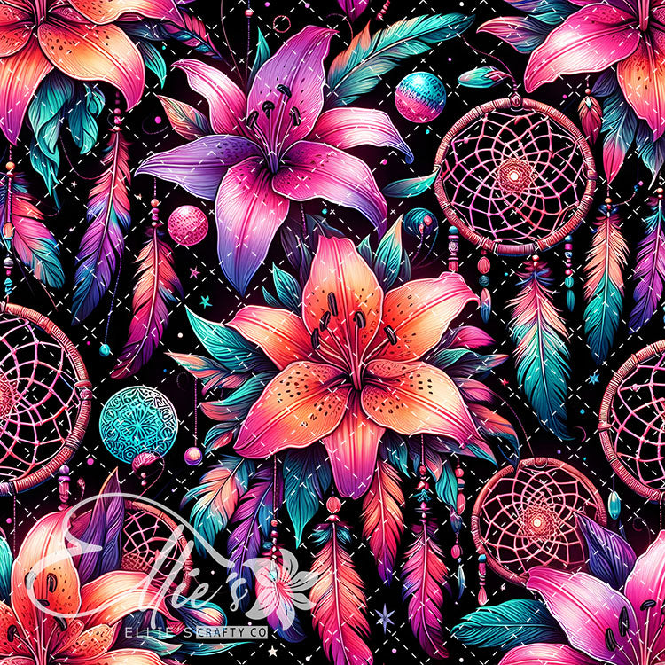 Floral Native American Neon Lilies 20 Digital Images (Not Seamless)