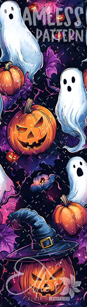 Purple Halloween - 6 Tiled Pattern Digital Images (Seamless) - 7 Pen Wraps (Seamless)