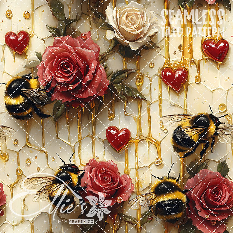 Bee Love Bundle 2 - 30 Tiled Pattern Digital Images (Seamless)