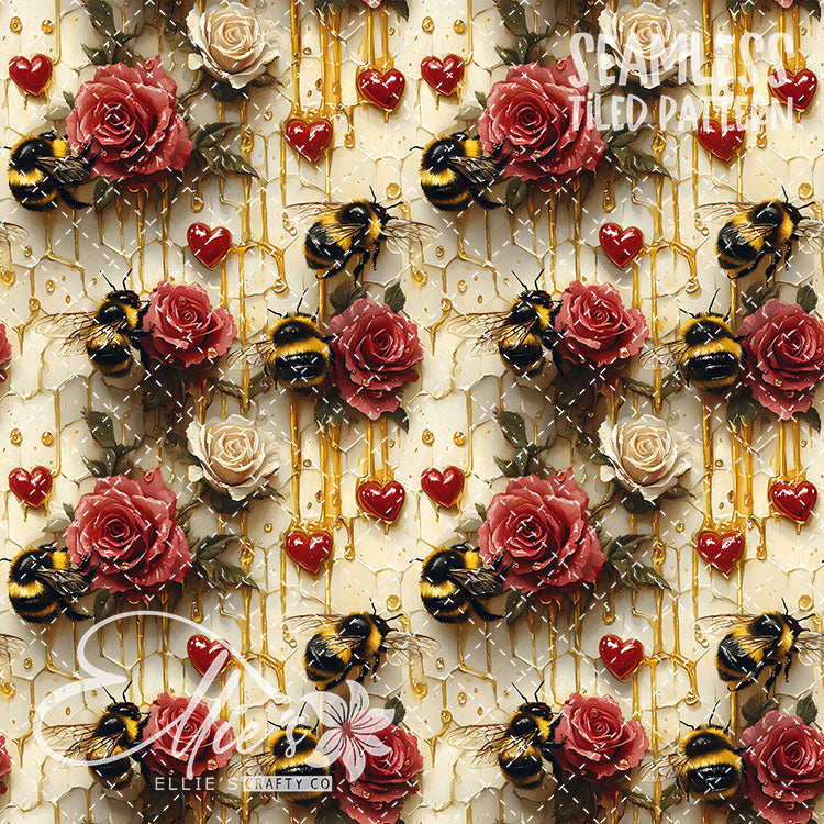 Bee Love Bundle 2 - 30 Tiled Pattern Digital Images (Seamless)