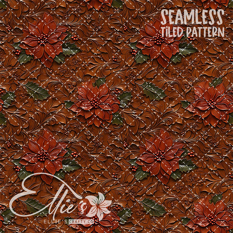 Florals Poinsettia V4 - 10 Tiled Pattern Digital Images (Seamless)