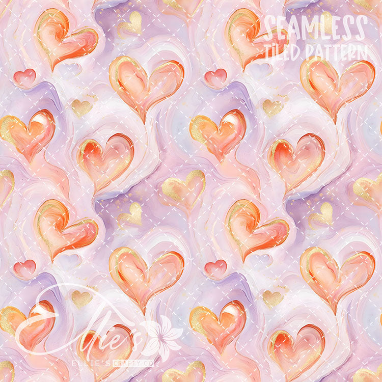 Pastel Hearts Valentines - 21 Tiled Pattern Digital Images (Seamless)