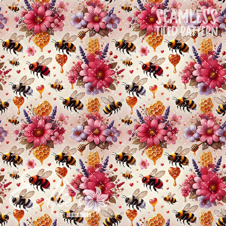 Bee Love Bundle 1 - 26 Tiled Pattern Digital Images (Seamless)