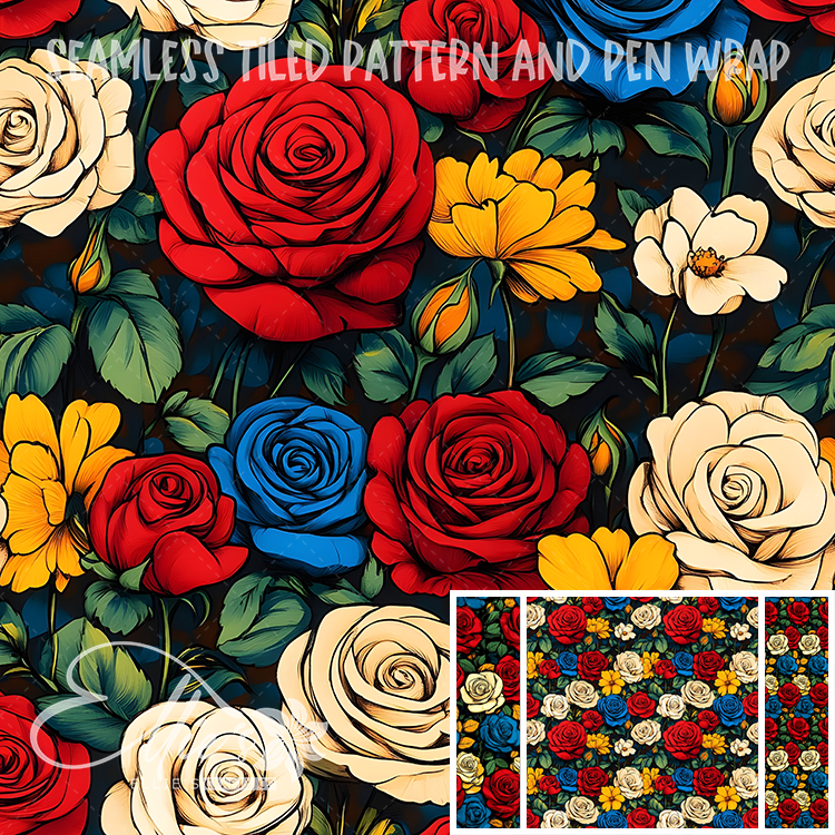 Floral 87 - Seamless Tiled Pattern Digital Images for Vinyl/Tumbler Wraps & Pen Wraps