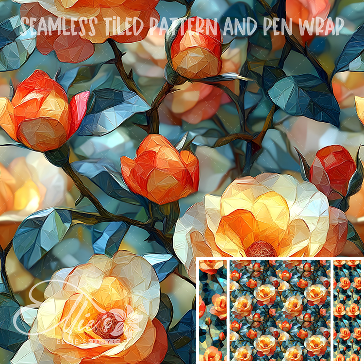 Floral 88 - Seamless Tiled Pattern Digital Images for Vinyl/Tumbler Wraps & Pen Wraps