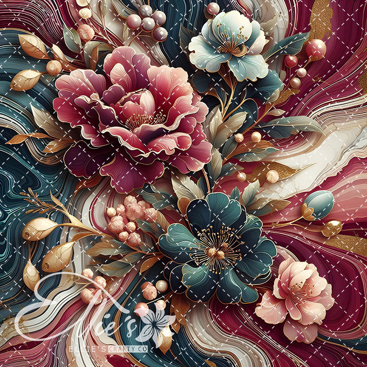 Marble Floral V1 22 Digital Images (Not Seamless)