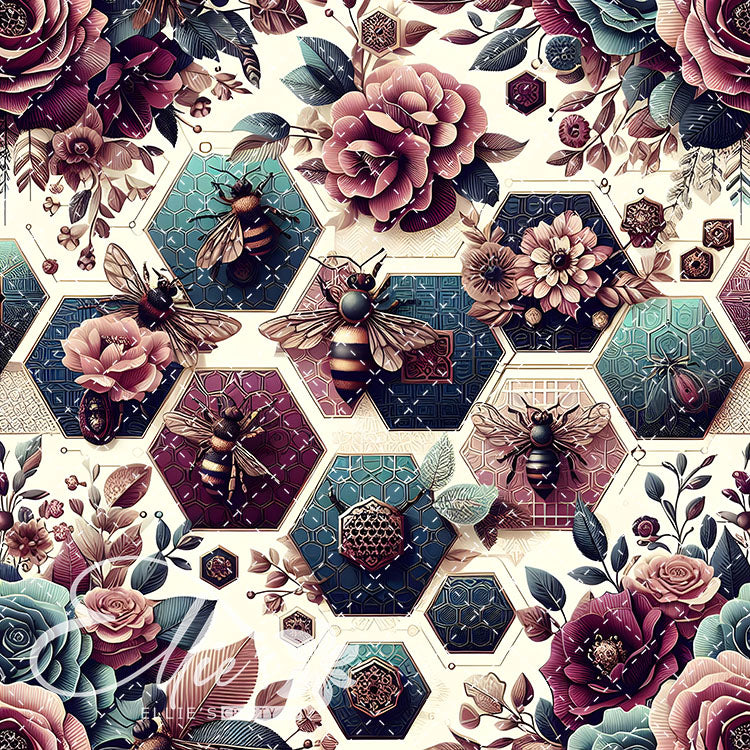 Floral Bees Colorful 22 Digital Images (Not Seamless)