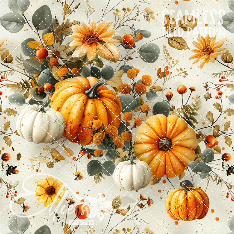 Watercolor Pumpkins Version 1 - 13 Tiled Pattern Digital Images (Seamless)