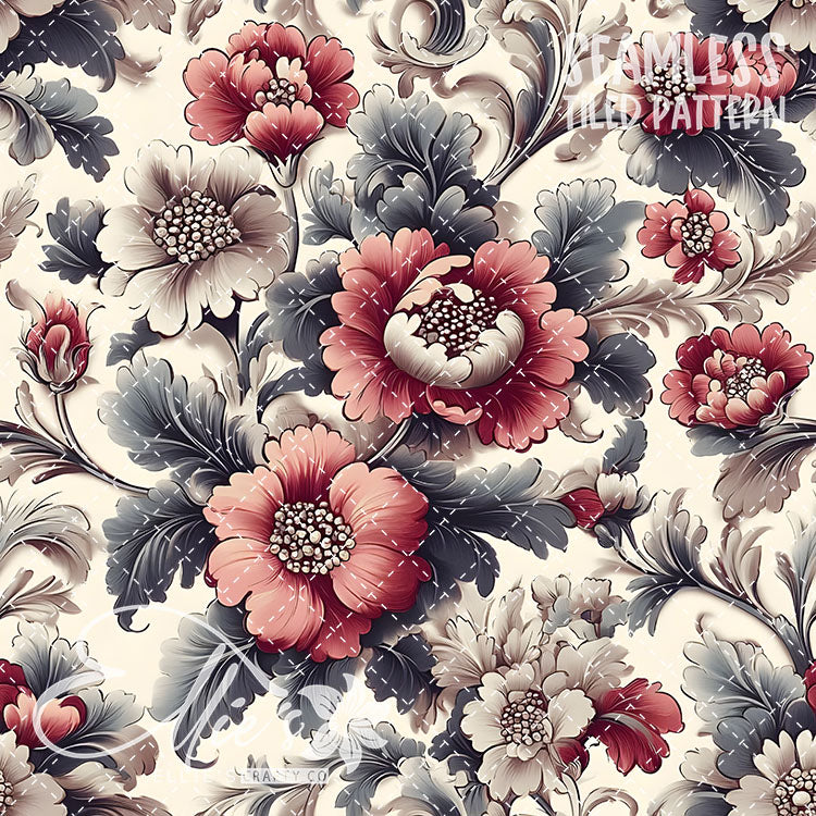 Rococo Blush - 15 Tiled Pattern Digital Images (Seamless)