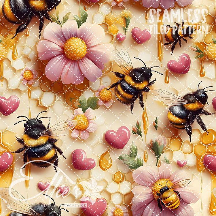 Bee Love Bundle 2 - 30 Tiled Pattern Digital Images (Seamless)
