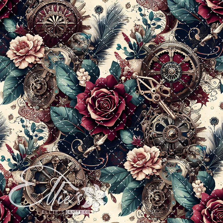 Steampunk Floral V2 20 Digital Images (Not Seamless)