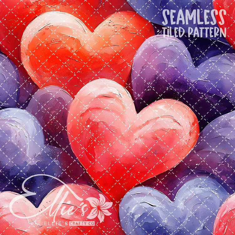 Pastel Hearts Valentines - 21 Tiled Pattern Digital Images (Seamless)