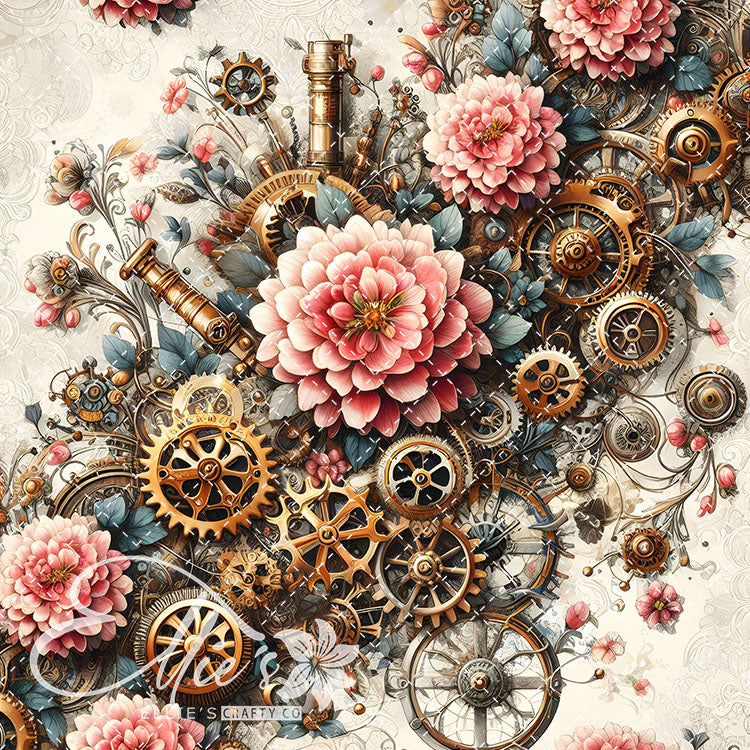 Steampunk Floral Antique V1 20 Digital Images (Not Seamless)