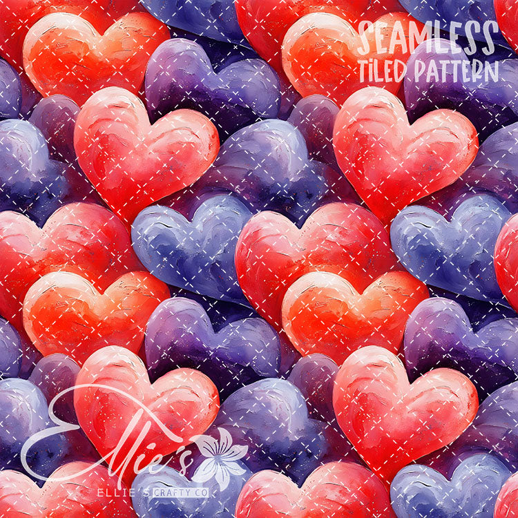 Pastel Hearts Valentines - 21 Tiled Pattern Digital Images (Seamless)